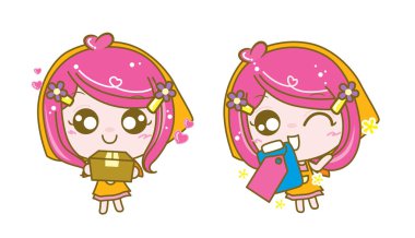 Satıcı kız karakter, vektör çizim