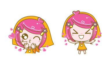 Satıcı kız karakter, vektör çizim