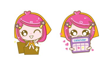 Satıcı kız karakter, vektör çizim