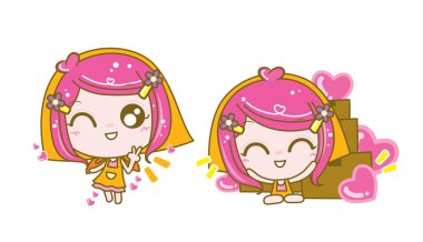 Satıcı kız karakter, vektör çizim