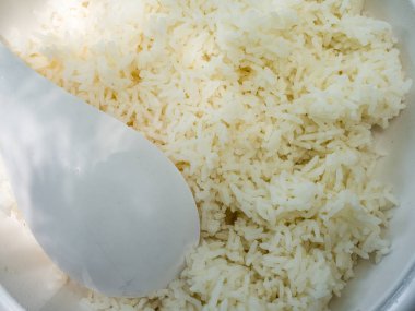 pirinç, pirinç pişmiş yakın görüntü kadar Wite Buhar