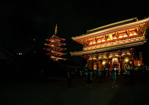 在浅草寺或浅草 Templetokyo 日本的夜间时间 2018年9月22日 — 图库照片