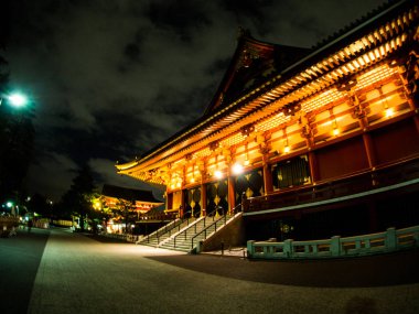 Sensoji Tapınağı veya Asakusa Templetokyo, Japonya gece zaman. Eylül 22, 2018.