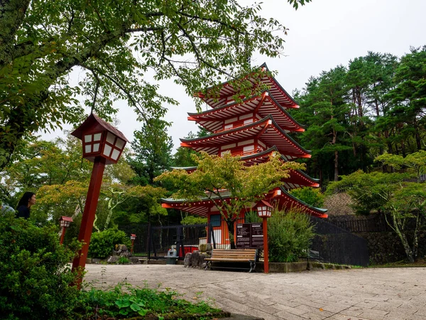 Hermoso Paisaje Pagoda Chureito Santuario Arakura Sengen Kawaguchiko Japón Sep —  Fotos de Stock