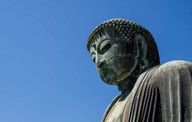 Kotoku-in Tapınağı: büyük Buda, Kamakura, Kanto bölgesi, Japonya. Tapınağın büyük Buda veya Daibutsu için ünlüdür.