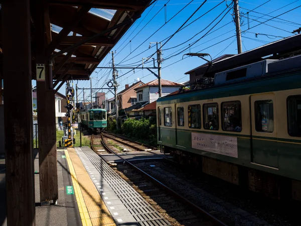 Aspetto Turistico Treno Odakyu Line Enoshima Kamakura Alla Stazione Giappone — Foto Stock