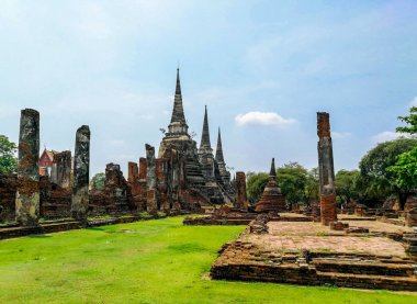 Ayutthaya Tarihi Par Wat Phra Si Sanphet tapınağında Pagoda