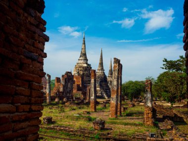 Ayutthaya Tarihi Par Wat Phra Si Sanphet tapınağında Pagoda