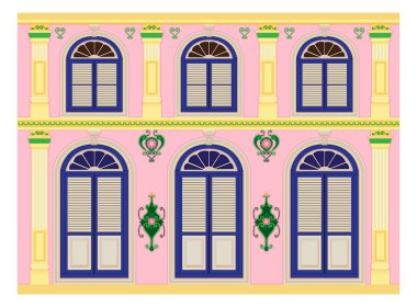 A classic house, Old town. Chinese home styles, vector illustration, Sino-Portuguese style clipart