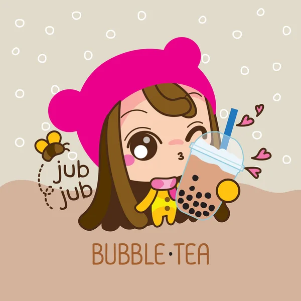 Der Bubble Tea Oder Boba Tea Perlmilchtee Und Beliebter Getränkevektor — Stockvektor