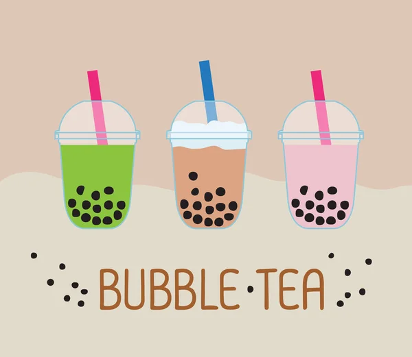 Bubble Thee Boba Thee Parel Melk Thee Populaire Drankje Vector — Stockvector