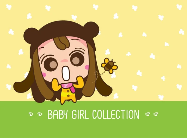 Baby girl collection, Vector illustration of a cute Cartoon Girl.