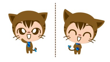 Duygusal ifadeler yapan çocukların illüstrasyonu, çizgi film tarzında Vektör illüstrasyonu.