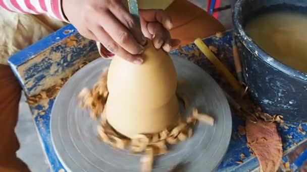 Artesanato Cerâmica Mãos Fazendo Jarro Barro Feito Mão Artesanato Técnicas — Vídeo de Stock