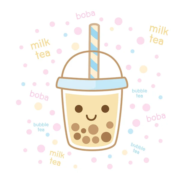 Bubble Tea Flavors Cup Design Collection Pearl Milk Tea Deliciosas — Archivo Imágenes Vectoriales