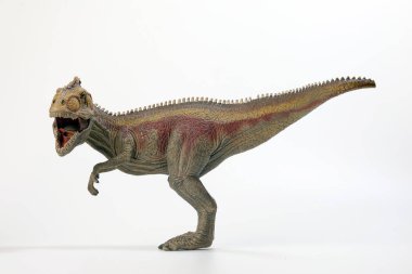 Tyrannosaurus dinozor oyuncak heykelcik beyaz arka plan üzerinde 