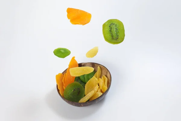 Torra Bevarade Grön Kiwi Ananas Mogen Frukt Skiva Färgglada Sweet — Stockfoto