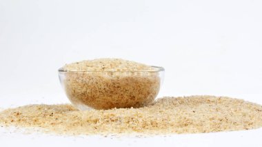 Psyllium Husk Isobgol beyaz arka plan üzerinde 