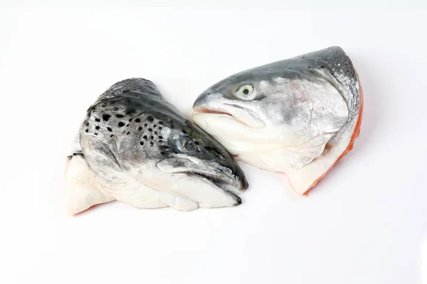 Gesneden Gereinigde Zalm Forel Vis Hoofd Helft — Stockfoto