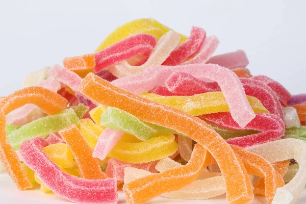 Rose Leaf Shape Long Soft Colorful Chewy Sugary Sour Candy — Stock Photo, Image