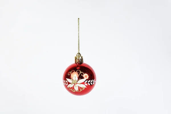 Kerst Rode Ornament Decoratie Hangling Witte Achtergrond — Stockfoto