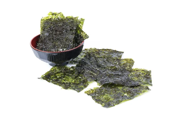 Deep Fried Green Seaweed Thin Chips Crispy Snack — Stock Photo, Image