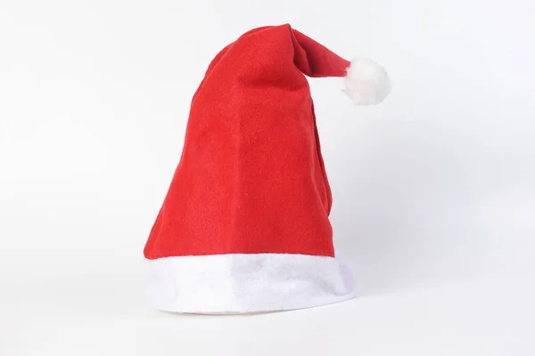 Röd Jul Hatt Vit Bakgrund — Stockfoto