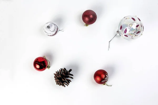 Weihnachtsschmuck Dekoration Grüße Weißer Hintergrund — Stockfoto
