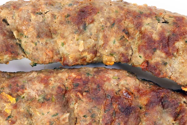 Malet Nötkött Möt Shish Kefta Kebab Vit Bak Mark — Stockfoto