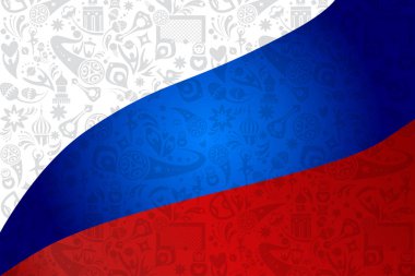 2018 Dünya Kupası futbol Rusya bayrağı duvar kağıdı, futbol turnuvası Rus bayrağı renk afiş soyut modern tasarım afiş broşür kapak, kart, el ilanı, renkli arka plan vektör çizim, şablon, promosyon. Futbol 2018 Rusya beyaz, kırmızı, mavi