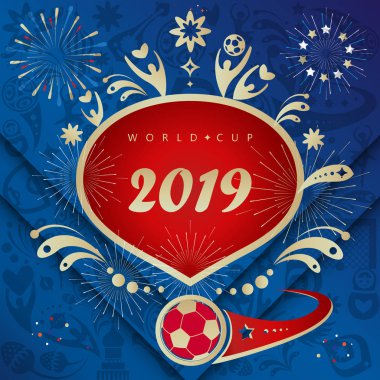 Dünya Kupası Rusya Futbol Yarışması, Futbol grafik tasarımı, modern konsept işareti, afişler, afişler, fanatikler, altın futbol topu, kupa kupası, vektör şablonu, kart, bilet, pankart, set, tasarım, satış afişleri, alışveriş kartı, hediye çeki vektör ru