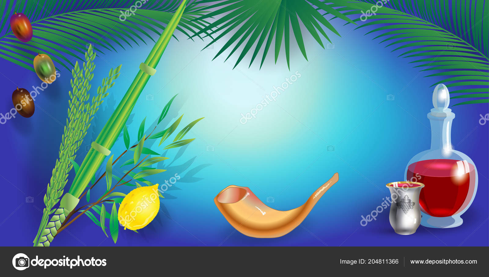 Happy Sukkot Greeting Card Jewish New Year Rosh Hashanah Banner Stock