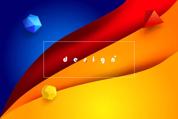 Rezumat Colorat Modern Design Tapet Albastru Galben Roșu Culoarea Tăiere — Vector de stoc