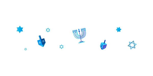 Israël Joodse Vakantiewoningen Hanukkah Wenskaart Traditionele Chanukah Symbolen Houten Dreidel — Stockvector