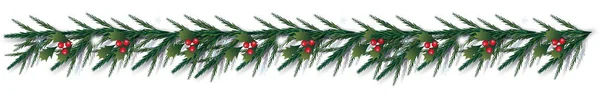 Natal Cartão Férias Inverno Com Cone Pinho Rústico Bagas Grinalda — Vetor de Stock