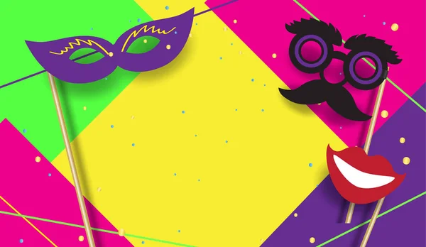 2023 Rio Carnaval Cartaz Festivo Músicos Confetes Fogos Artifício Máscaras — Vetor de Stock