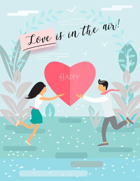 Modern Art Abstract Poster Design Love Air Enamored Couple Young — Stock Vector