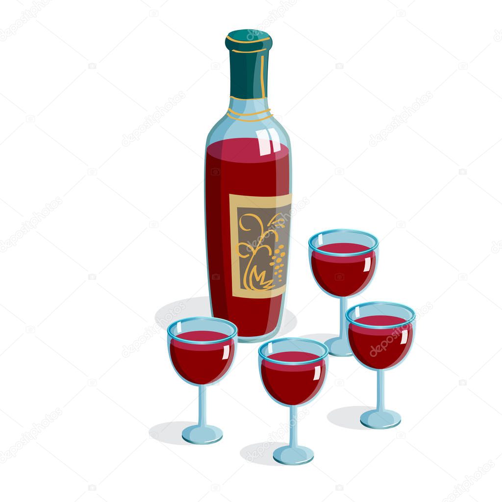 Jewish Passover Holiday Red Wine bottle wineglass 