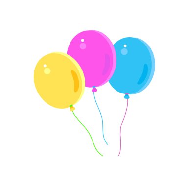 Komik renkli balonları küme, balon çizgi film simgesi, balon işareti, izole üzerinde beyaz arka plan. Tatil cticker, şablon kartı - vektör, karnaval Brezilya, doğum günü, Purim festival dekorasyon, Yeniyıl, çocuklar parti kutlamak yıldız geleneksel semboller