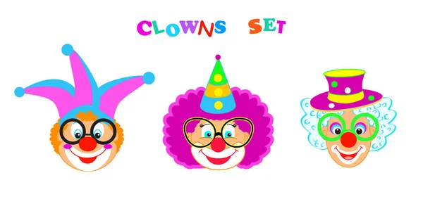 Roliga Clowner Mask Ikonen Mönster Glad Purim Festival Judiska Barn — Stock vektor