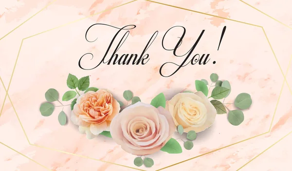 エレガントな花の結婚式の招待状 招待ありがとう Rsvp ブライダル シャワー カード トレンディなデザイン ピンク色の庭の花桃ローズ グリーン ユーカリ葉緑ブーケ — ストックベクタ