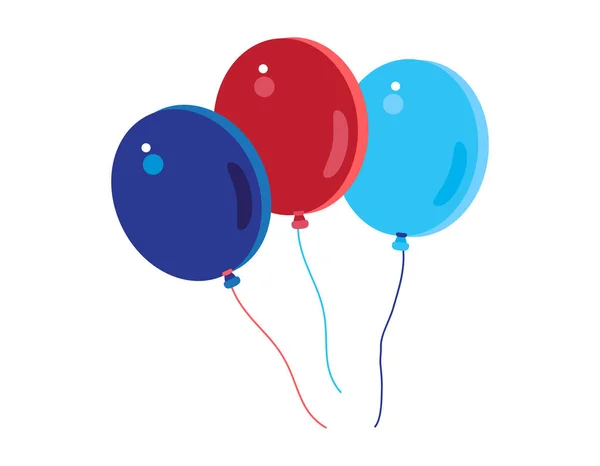 Juillet Happy Independence Day Symboles Icônes Mis Drapeau Patriotique Américain — Image vectorielle