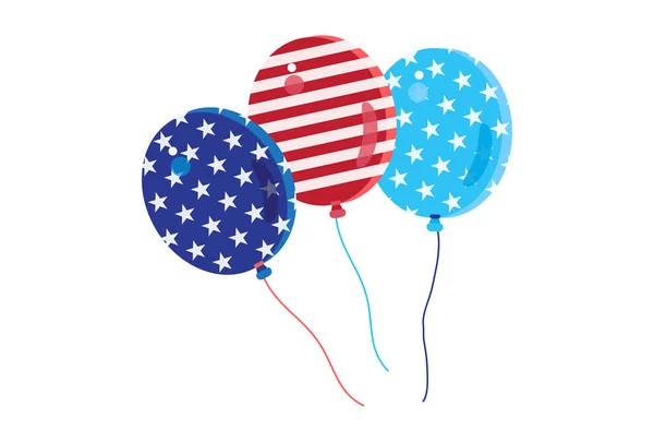 Juli Happy Independence Day Symbolen Pictogrammen Ingesteld Patriottische Amerikaanse Vlag — Stockvector