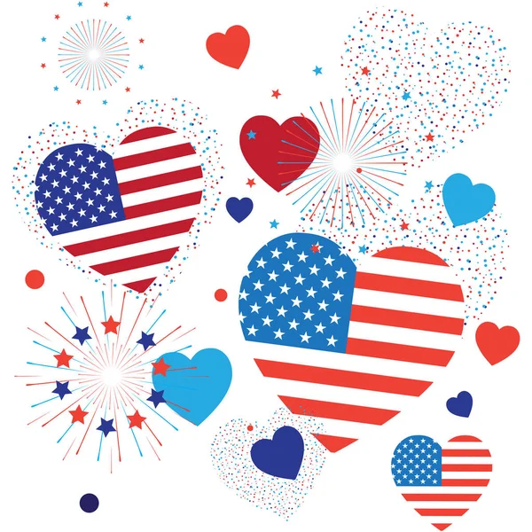 Juli Gelukkige Onafhankelijkheid Dag Symbolen Patroon Patriottische Amerikaanse Vlag Sterren — Stockvector