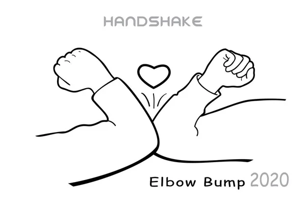 Cotovelo Bump Handshake Importo Cuidados Saúde Quarentena Social Distância Métodos — Vetor de Stock