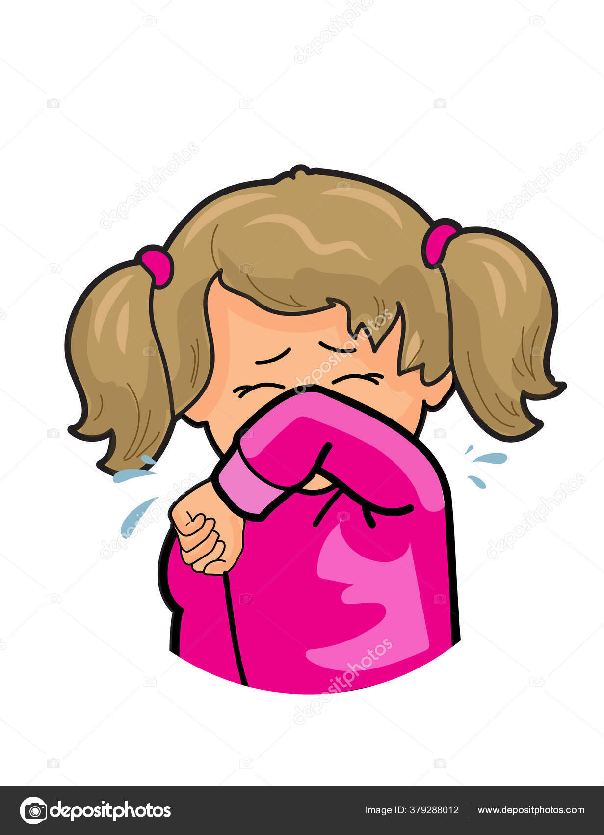 picture Sneeze Into Elbow Clipart https depositphotos com 379288012 stock illustration little girl coughing elbow isolated html