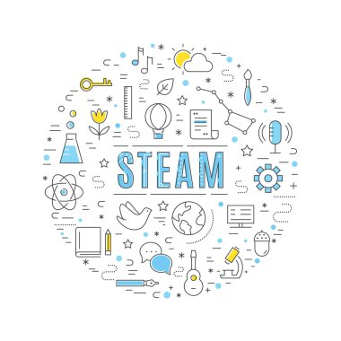 Buhar eğitim yaklaşımı kavram vektör hat illüstrasyon