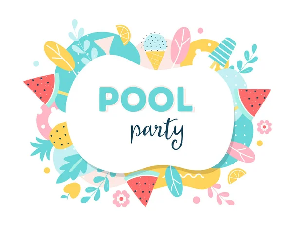 Summer Pool or Beach Party Poster, Flyer or Invitation Card. Vector — Stock Vector