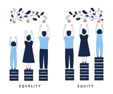 Eşitlik ve Eşitlik Konsepti. İnsan Hakları, Eşit Fırsatlar ve İhtiyaçlar. Modern Tasarım Vektörü İllüstrasyonu