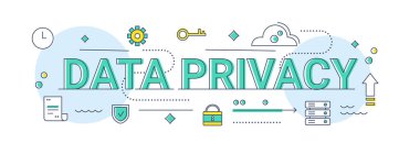 Veri Gizliliği Konsepti İllüstrasyonu: Çevrelenmiş Simgeler Gizlilik Politikası, Veri Akımı, Güvenlik